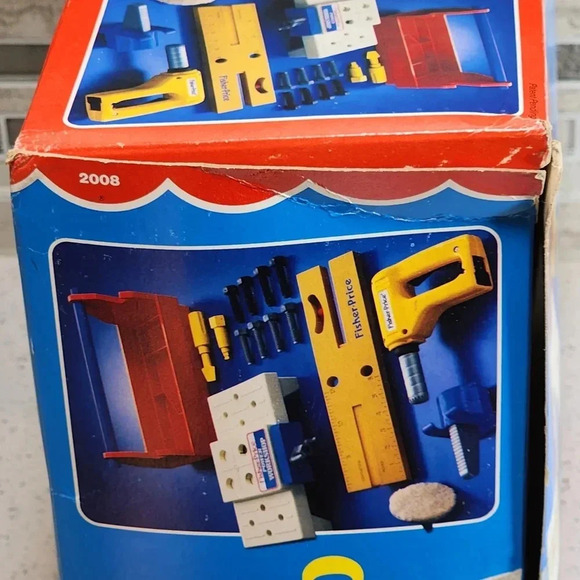 Vintage Fisher Price Power Workshop Tool Box Drill Caddy 1986 Toy With Box - Picture 2 of 11